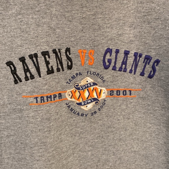 🔥VINTAGE🔥2001 Super Bowl XXXV Cotton Blend Logo Athletic Sweatshirt. - Picture 2 of 7